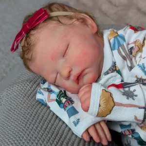 Haven Reborn Baby Doll – 18.5" Sleeping Newborn with Dark Blonde Mohair & Full Belly Plate