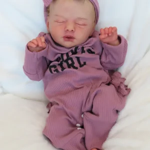 Ilea – 19" Sleeping Newborn Reborn Baby Doll with Strawberry Blonde Mohair & Matte Finish