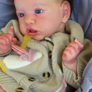 Saskia – 23" Awake Vinyl Reborn Baby Girl Doll with Big Blue Eyes & Rooted Mohair